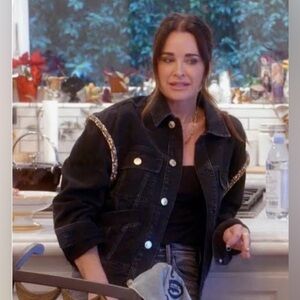 NWT Sandro black denim embellished Jean jacket EU 36 Real Housewives Kyle 36